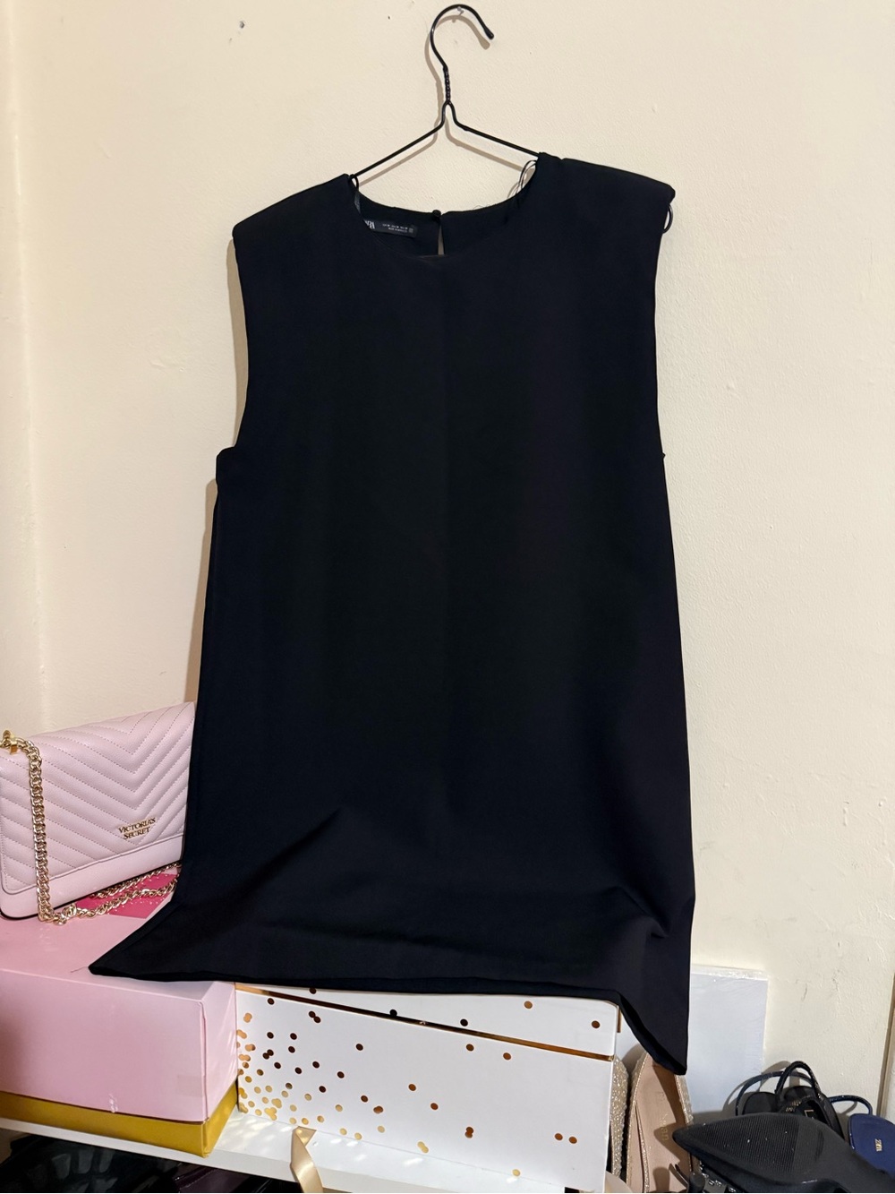 Zara Black Sleeveless Mini Shift Dress